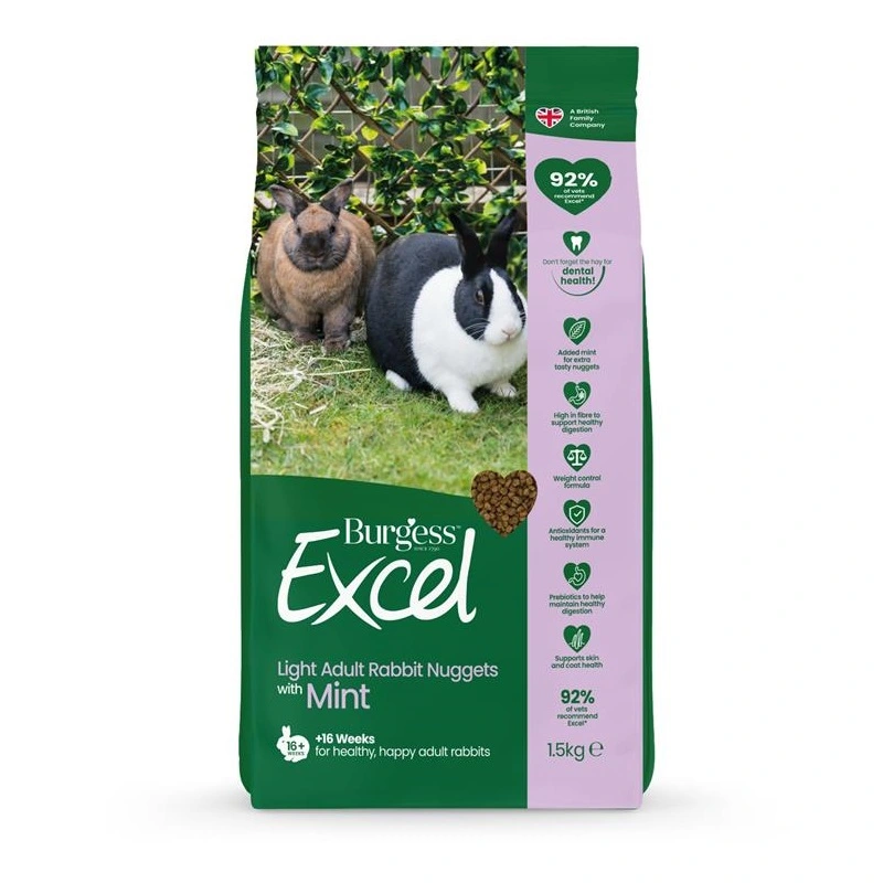 Burgess Excel Light Kaninfoder 1,5 kg - Mint og Vægtkontrol